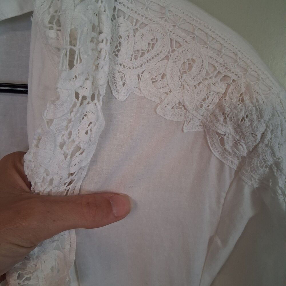 Vintage Victoria Secret Gold Label Cotton Battenburg Lace Maxi Robe White PS - Picture 9 of 12